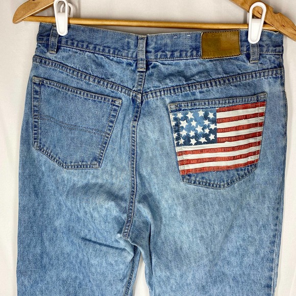 Tommy Hilfiger American Flag Mom Jeans Blue Tapered Patriotic 90s Vintage 12 - Picture 5 of 7